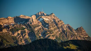 Säntis mountain chain in Appenzell in Switzerland near Sun